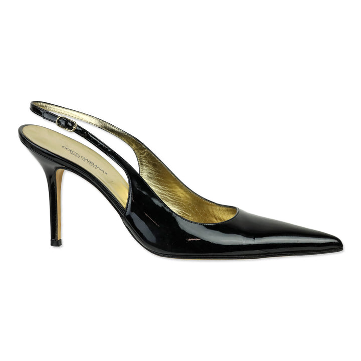 Dolce & Gabbana Black Patent Leather Slingback Pump