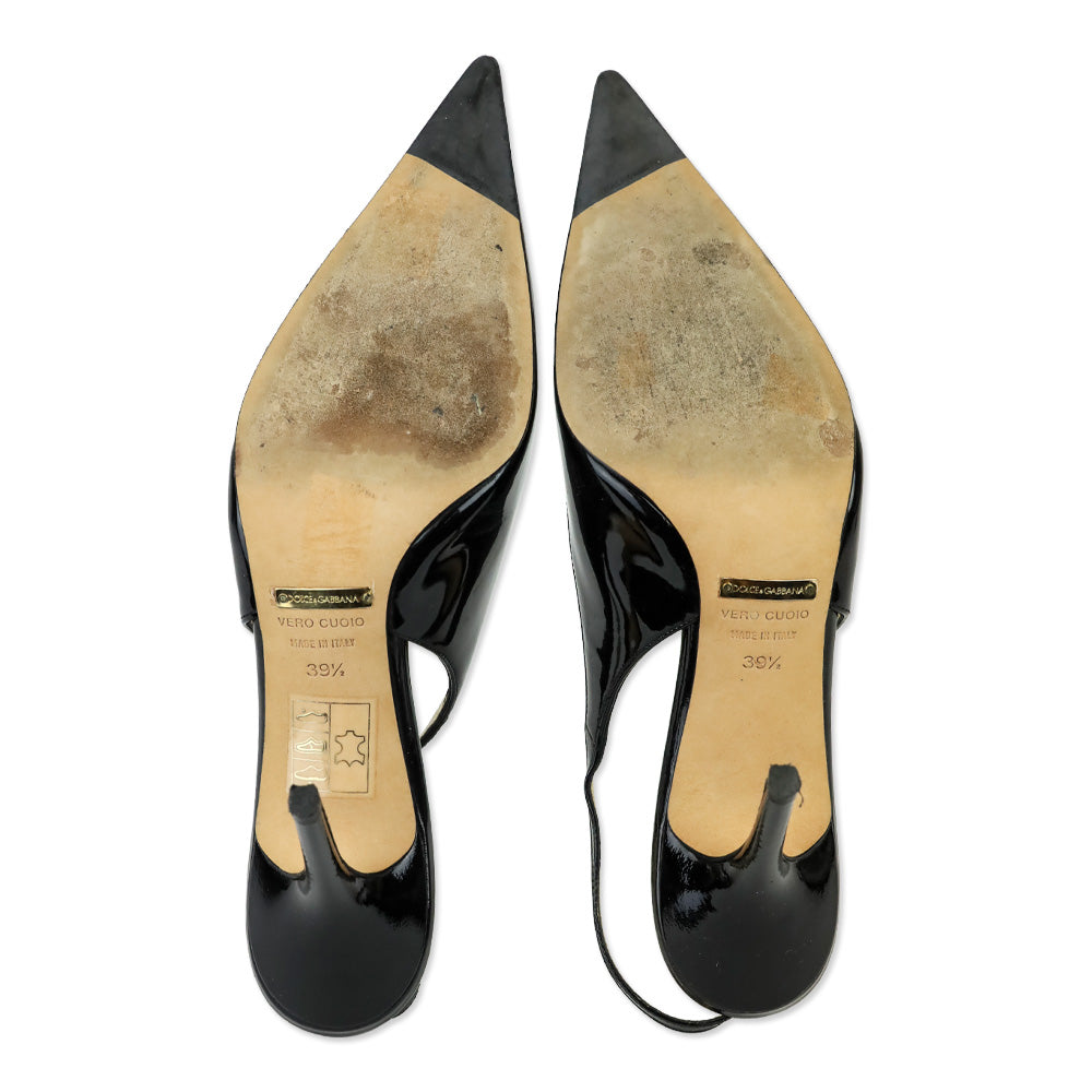 Dolce & Gabbana Black Patent Leather Slingback Pump