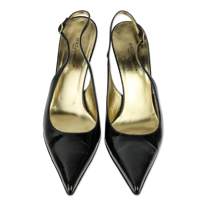 Dolce & Gabbana Black Patent Leather Slingback Pump