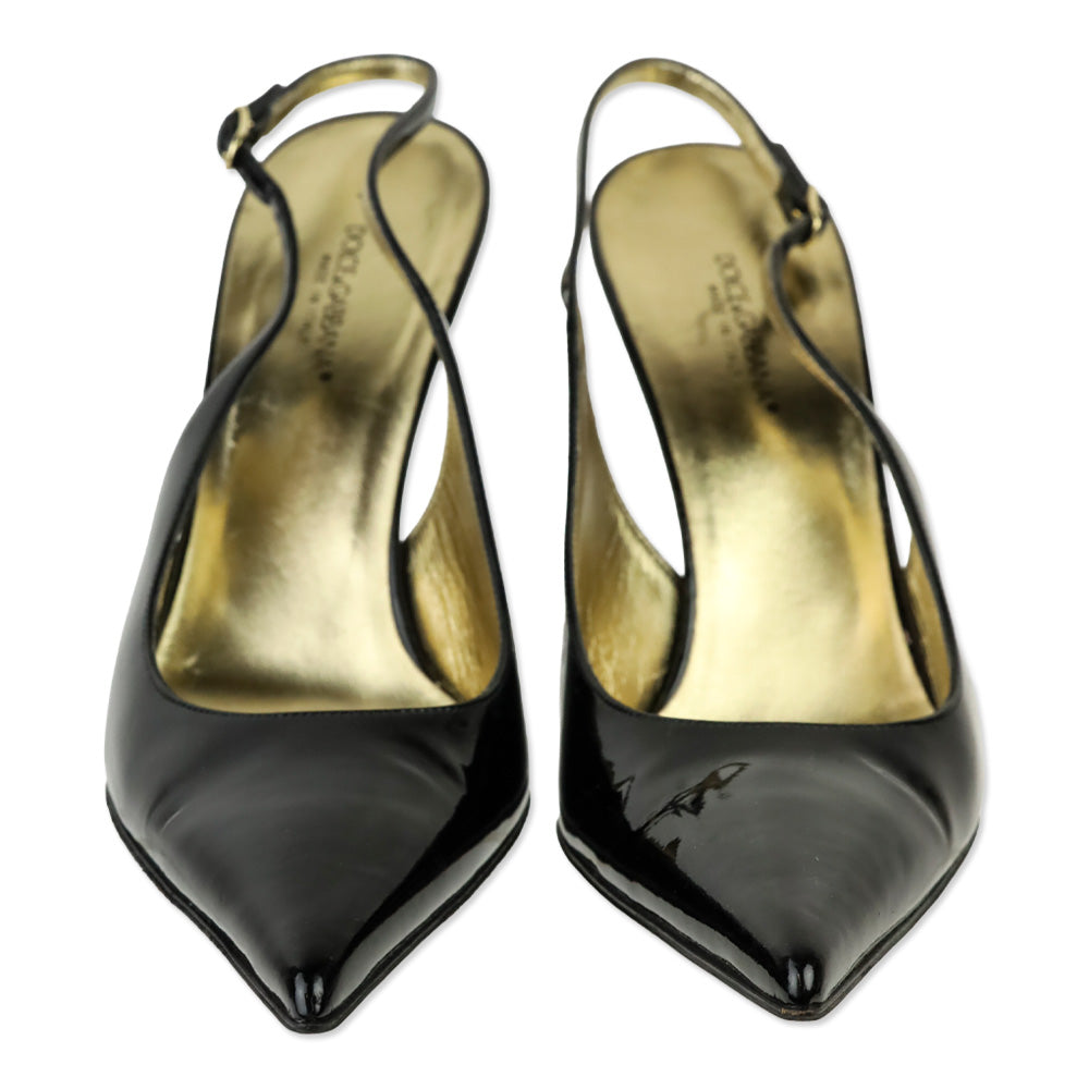 Dolce & Gabbana Black Patent Leather Slingback Pump