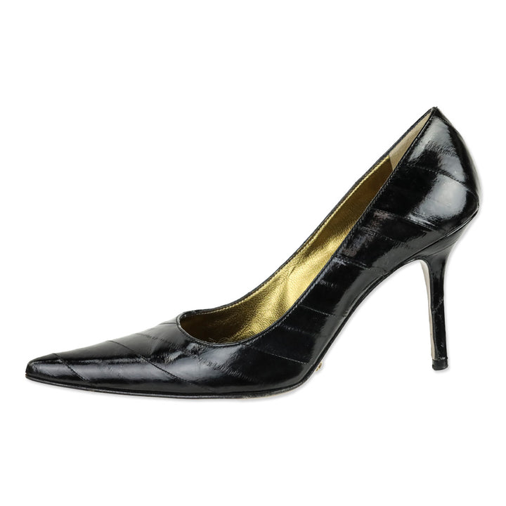Dolce & Gabbana Black Patent Wrapped Leather Pointed Toe Pumps