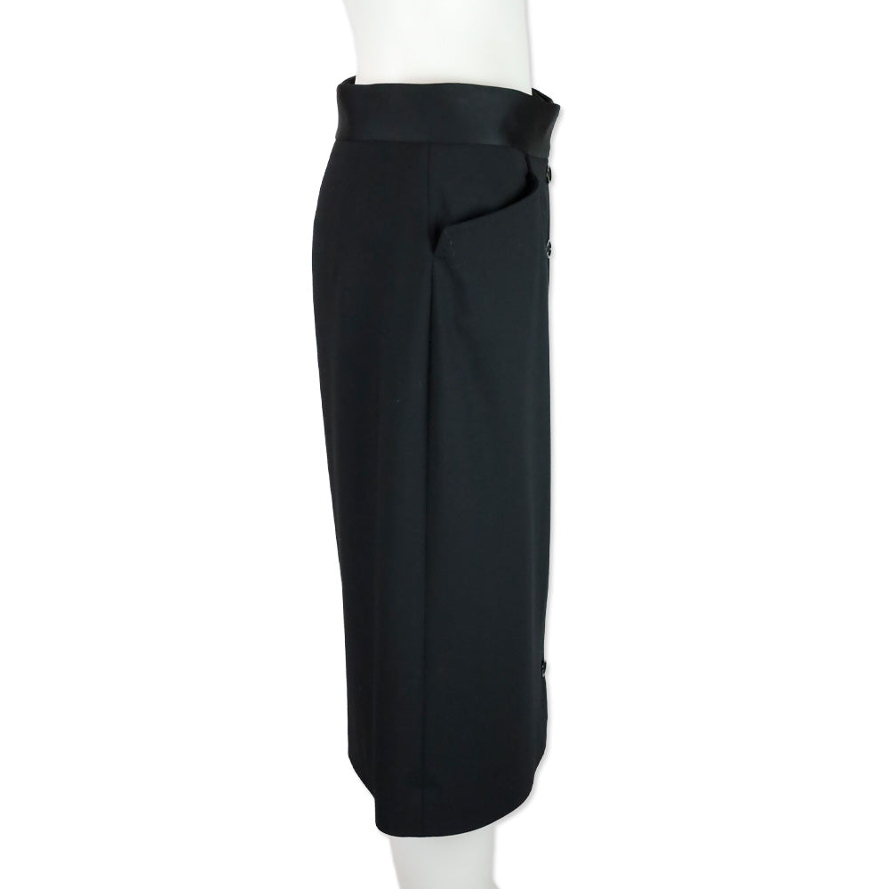 Dolce & Gabbana Black Silk Buckle Button Down Skirt
