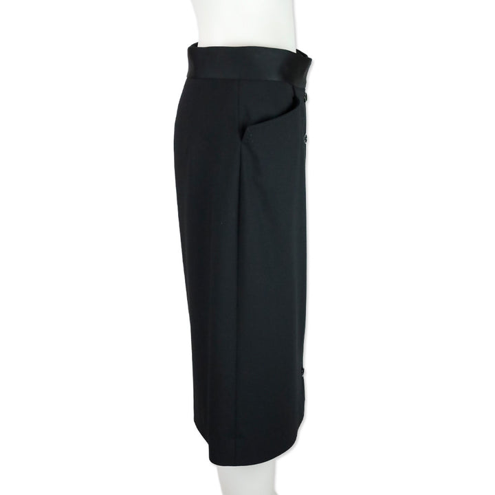 Dolce & Gabbana Black Silk Buckle Button Down Skirt