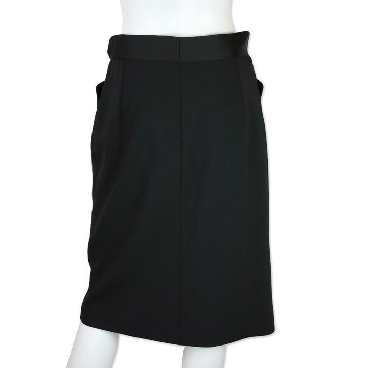 Dolce & Gabbana Black Silk Buckle Button Down Skirt