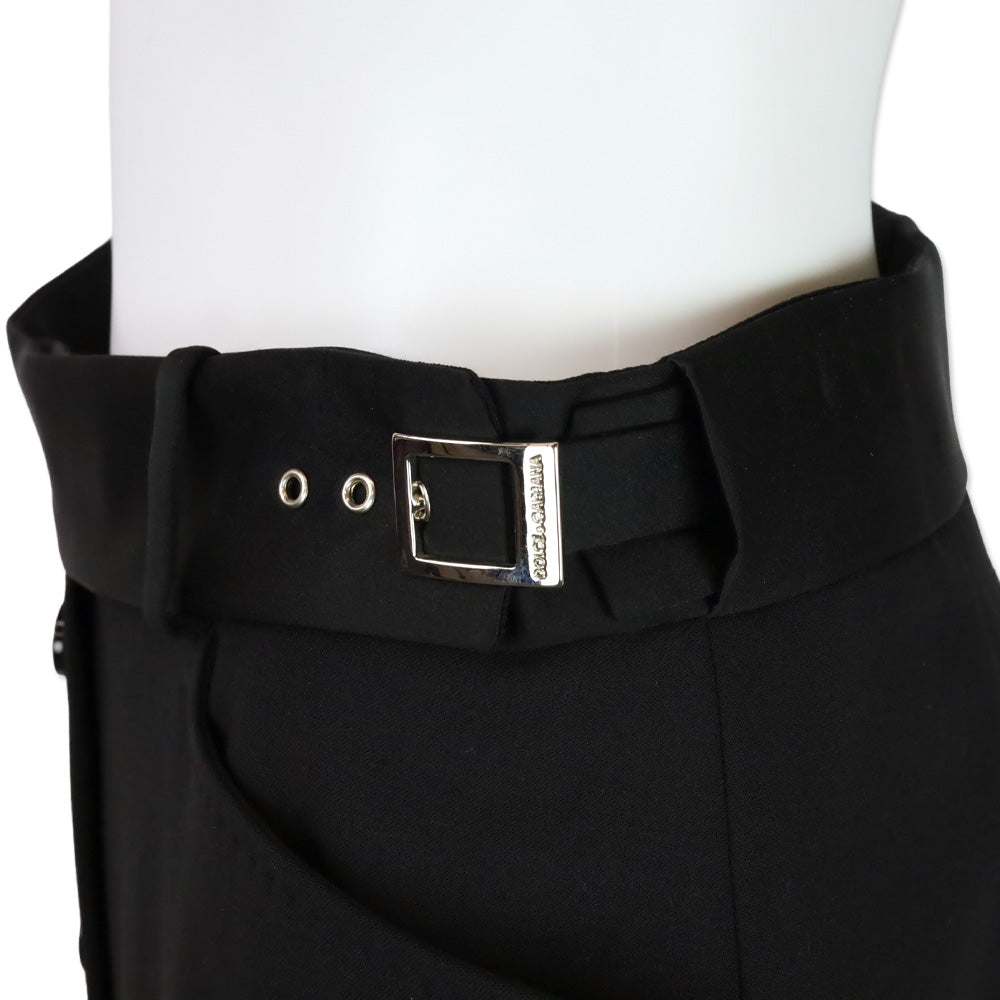 Dolce & Gabbana Black Silk Buckle Button Down Skirt