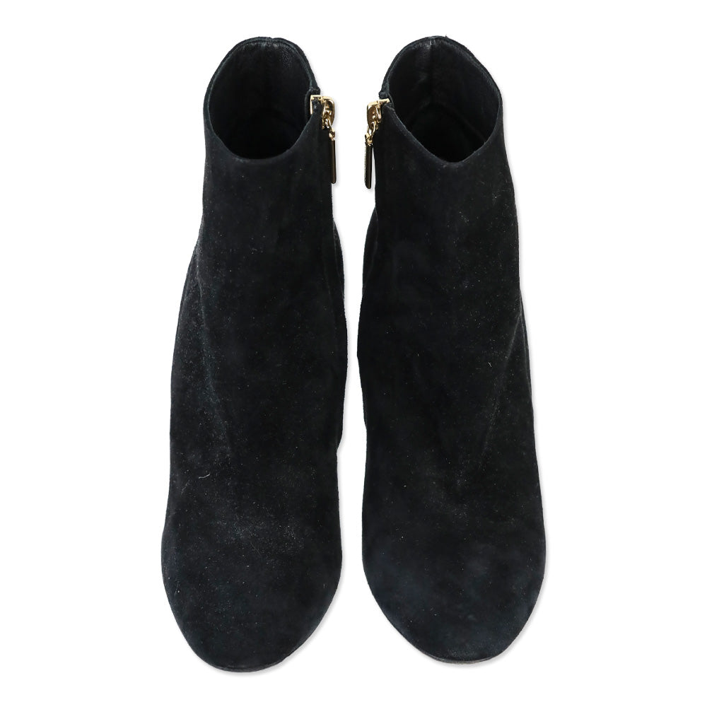 Dolce & Gabbana Black Suede Crystal Embellishment Ankle Boots