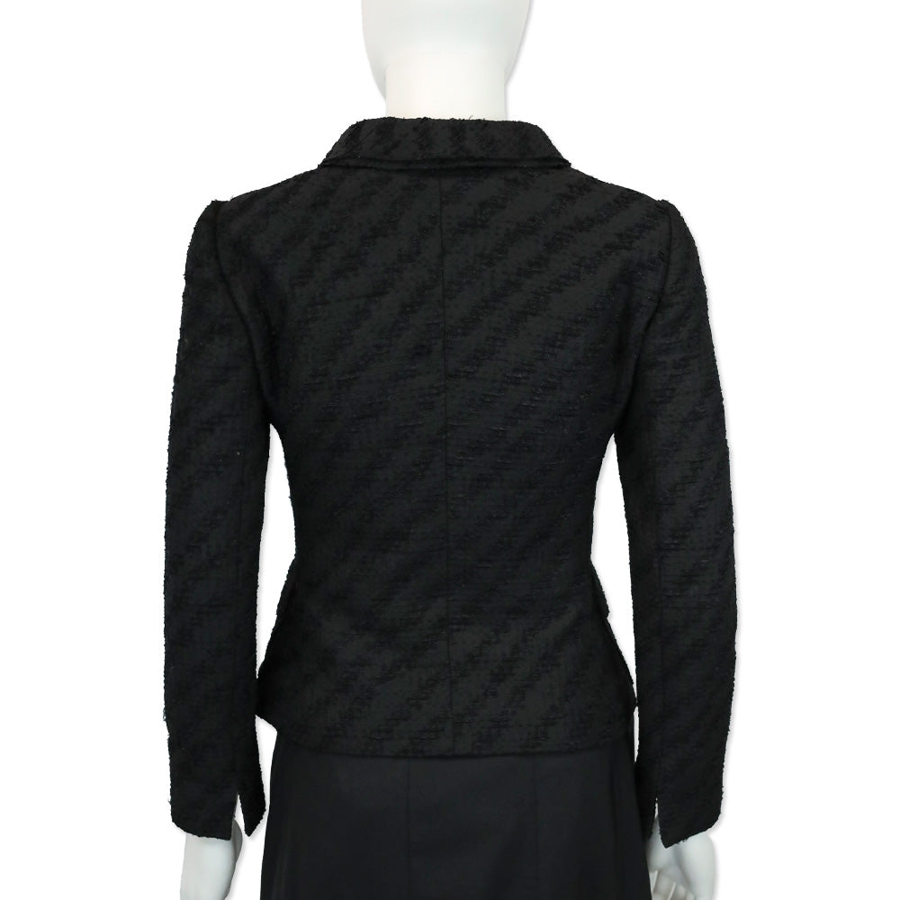 Dolce & Gabbana Black Tweed Double Collar Button Front Jacket