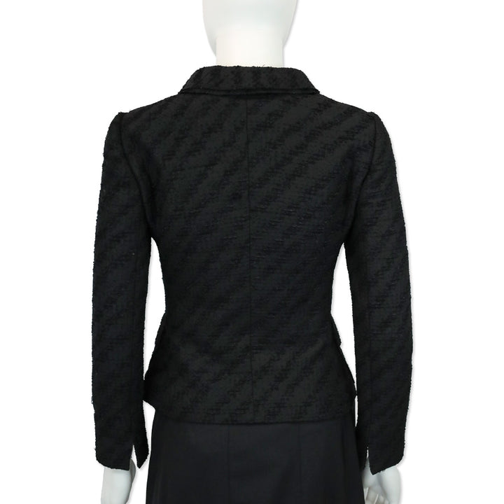 Dolce & Gabbana Black Tweed Double Collar Button Front Jacket