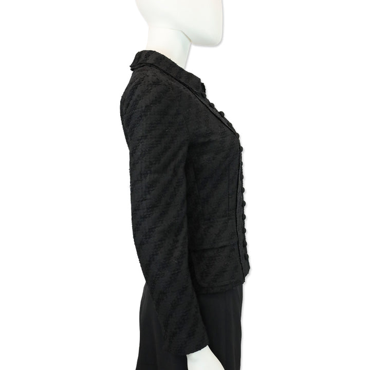 Dolce & Gabbana Black Tweed Double Collar Button Front Jacket