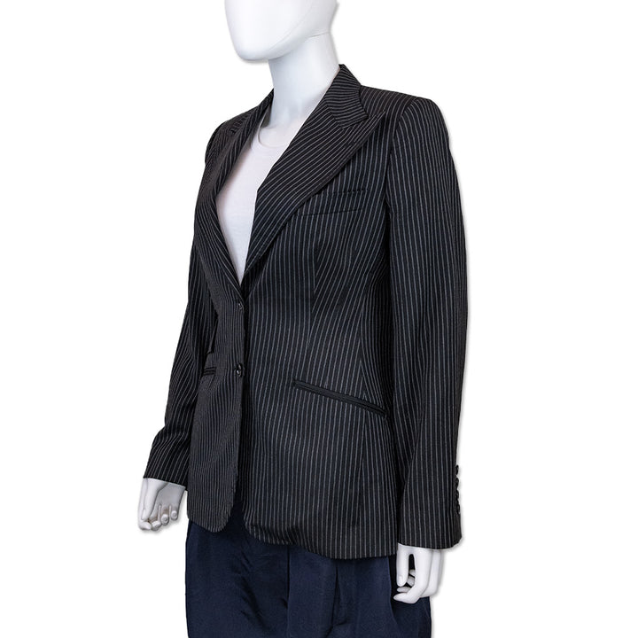 Dolce & Gabbana Black Wool Pinstripe Blazer