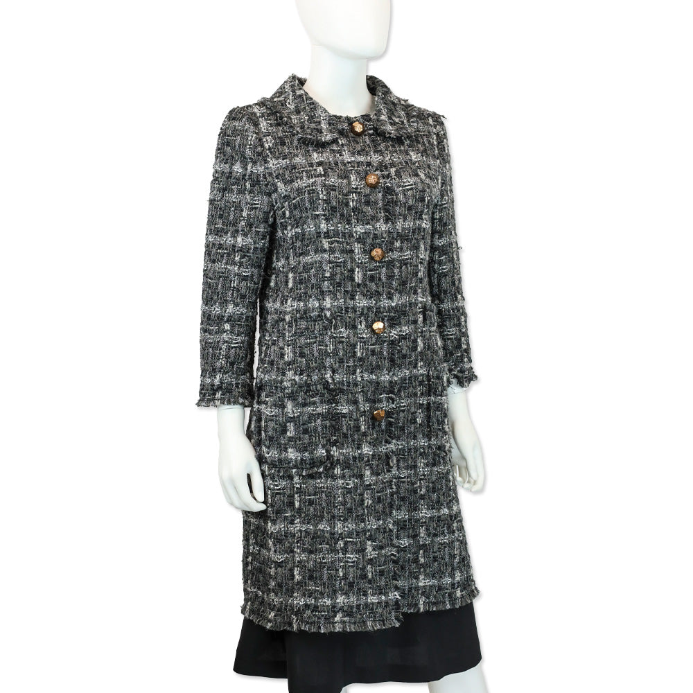 Dolce & Gabbana Black/Grey Tweed Over Coat