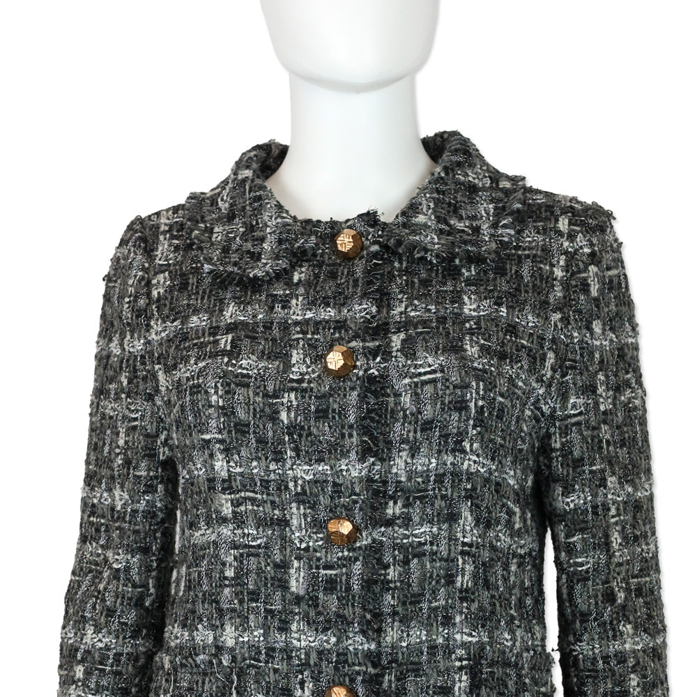 Dolce & Gabbana Black/Grey Tweed Over Coat