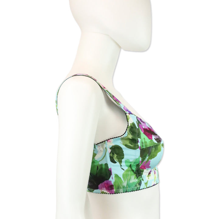 Dolce & Gabbana Bluebell-Print Corset Crop Top