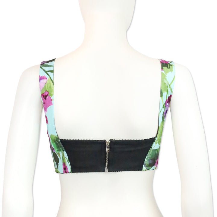 Dolce & Gabbana Bluebell-Print Corset Crop Top
