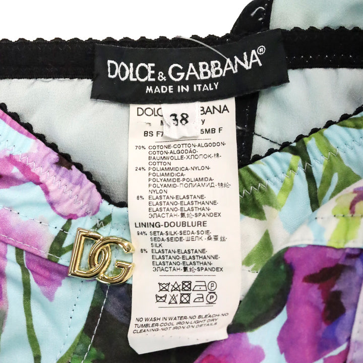 Dolce & Gabbana Bluebell-Print Corset Crop Top