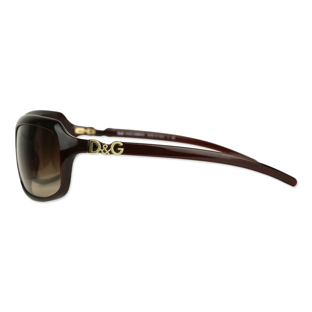 Dolce & Gabbana Brown Acetate Rectangle Sunglasses