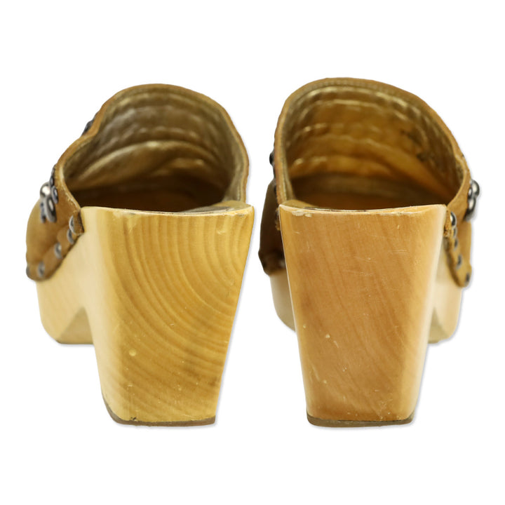 Dolce & Gabbana Brown Suede Studded Mule Clogs