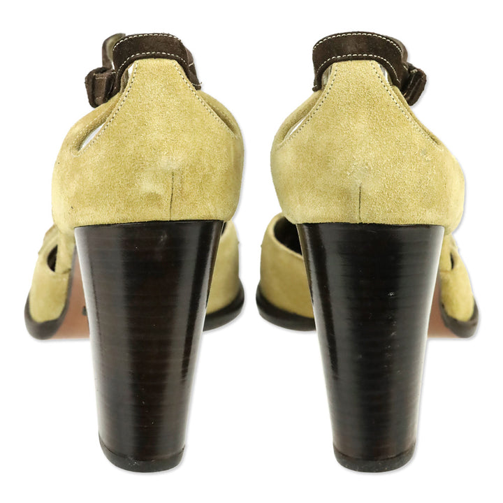 Dolce & Gabbana Brown Suede/Cord T-Strap Butterfly Pump