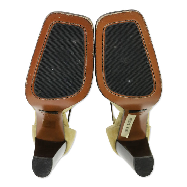 Dolce & Gabbana Brown Suede/Cord T-Strap Butterfly Pump
