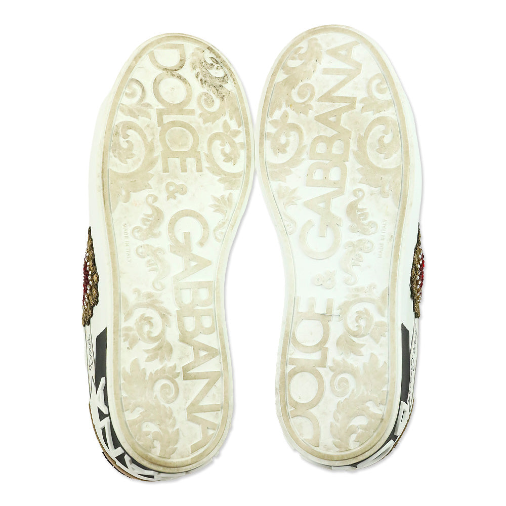 Dolce & Gabbana Calfskin Portofino Sneakers with Embroidery
