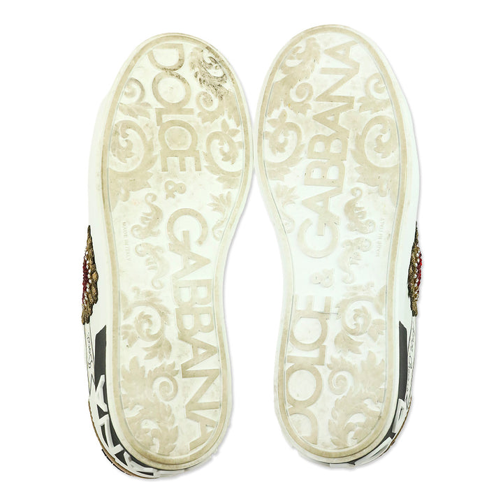 Dolce & Gabbana Calfskin Portofino Sneakers with Embroidery