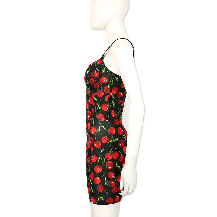 Dolce & Gabbana Cherry Print Mesh Corset Mini Dress