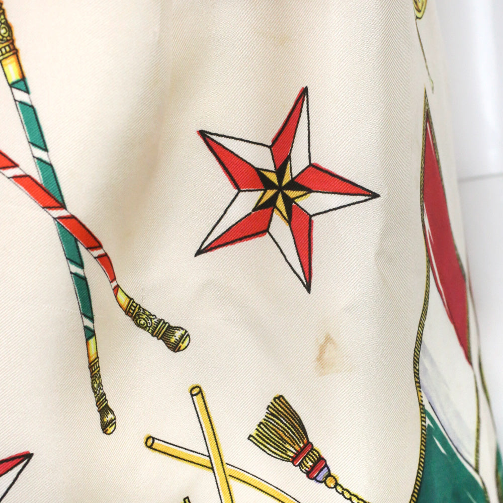 Dolce & Gabbana Cream Drum Instrument Print Silk Midi Dress