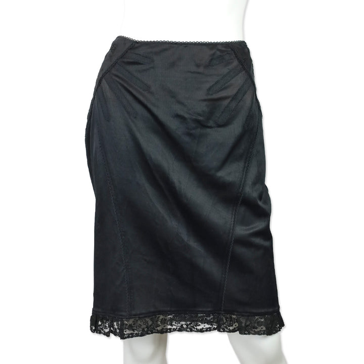 Dolce & Gabbana D&G Black Sheer Floral Trim Midi Skirt