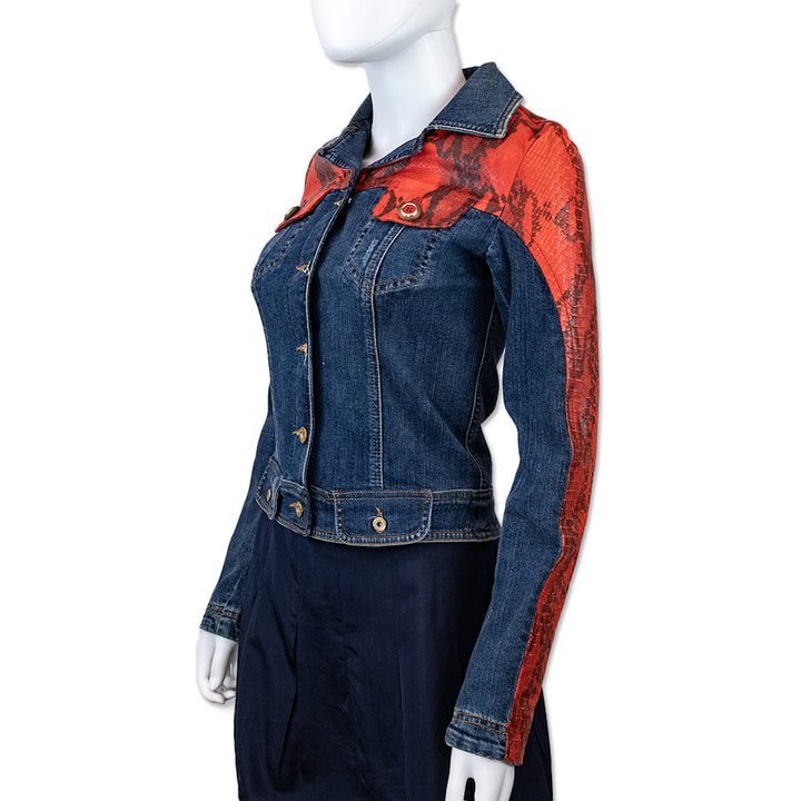 Dolce & Gabbana Denim Jacket with Red Snakeskin