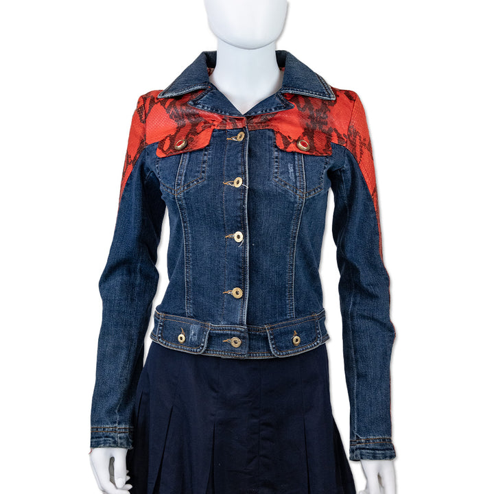 Dolce & Gabbana Denim Jacket with Red Snakeskin