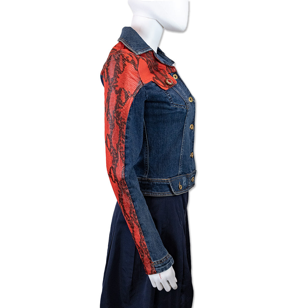 Dolce & Gabbana Denim Jacket with Red Snakeskin