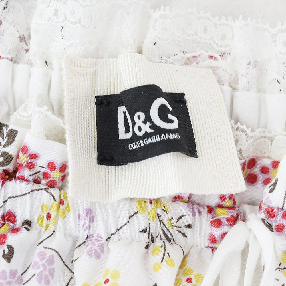Dolce & Gabbana Floral Cotton Lace-Trim Tiered Tube Top