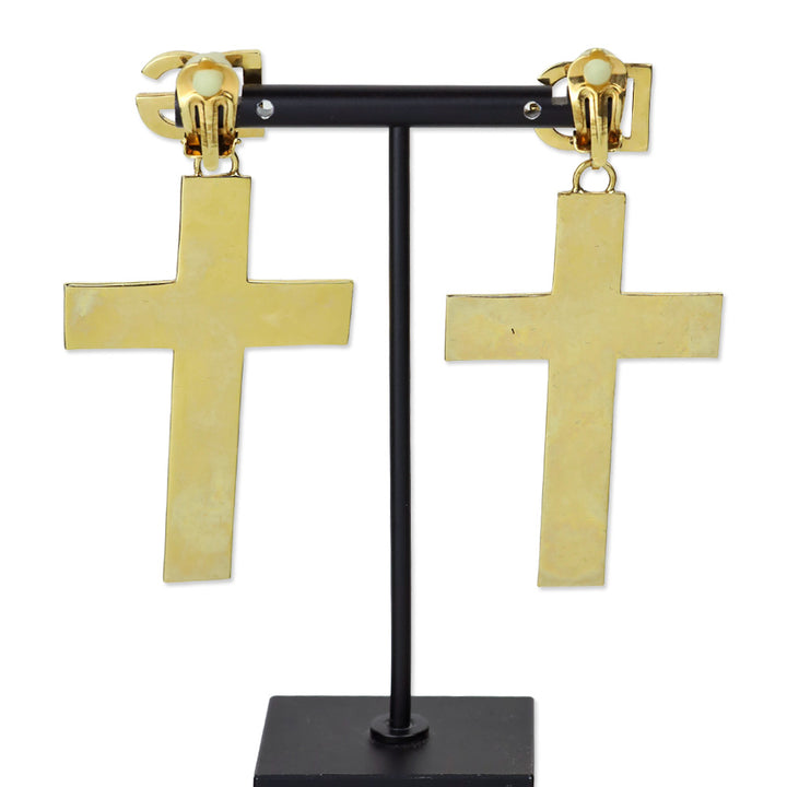 Dolce & Gabbana Gold-Tone Cross Earrings