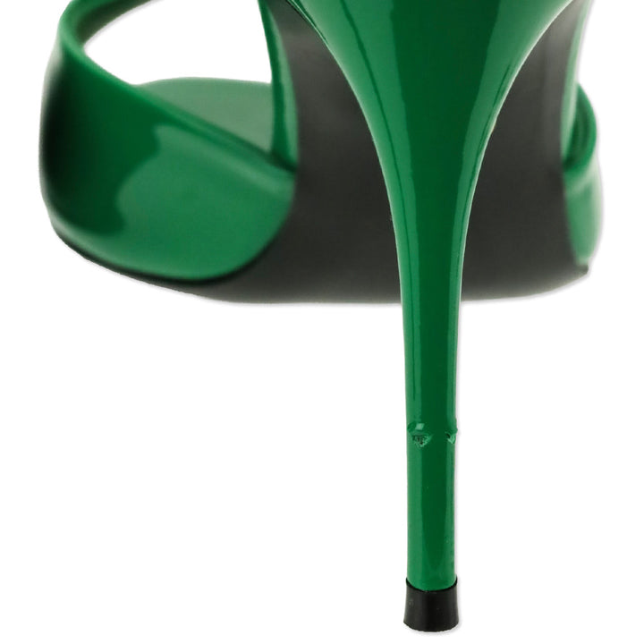Dolce & Gabbana Green Patent Leather DG Logo Mules