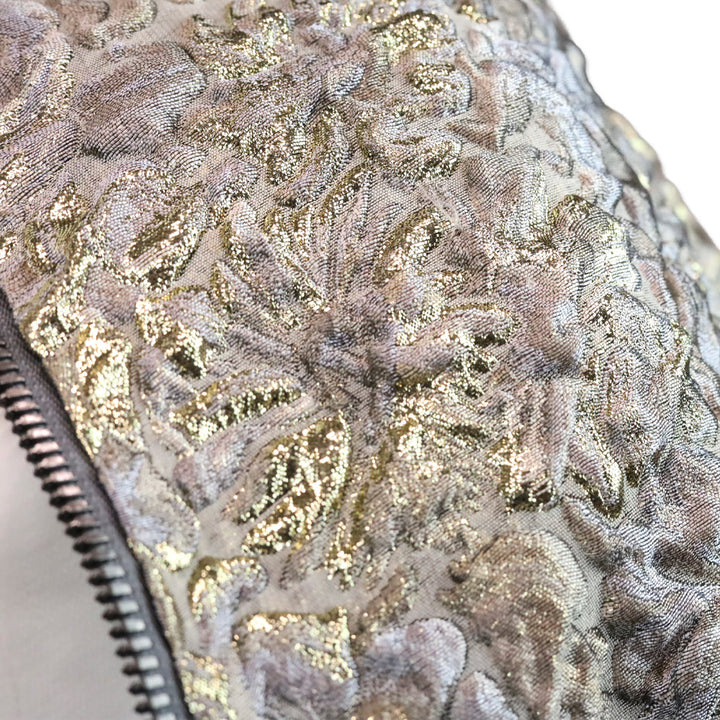 Dolce & Gabbana Grey Floral Sweater with Gold Accents