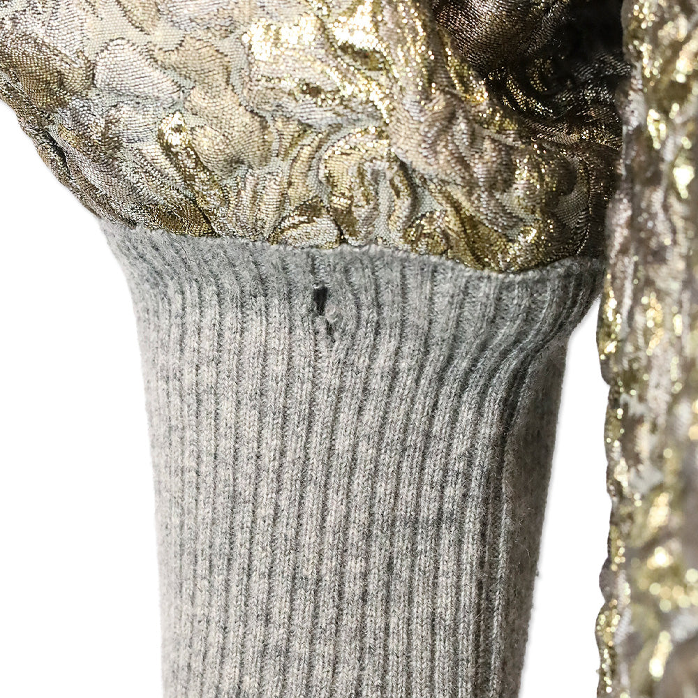 Dolce & Gabbana Grey Floral Sweater with Gold Accents