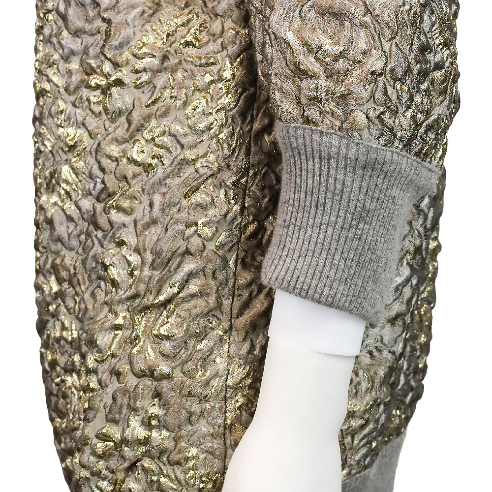 Dolce & Gabbana Grey Floral Sweater with Gold Accents