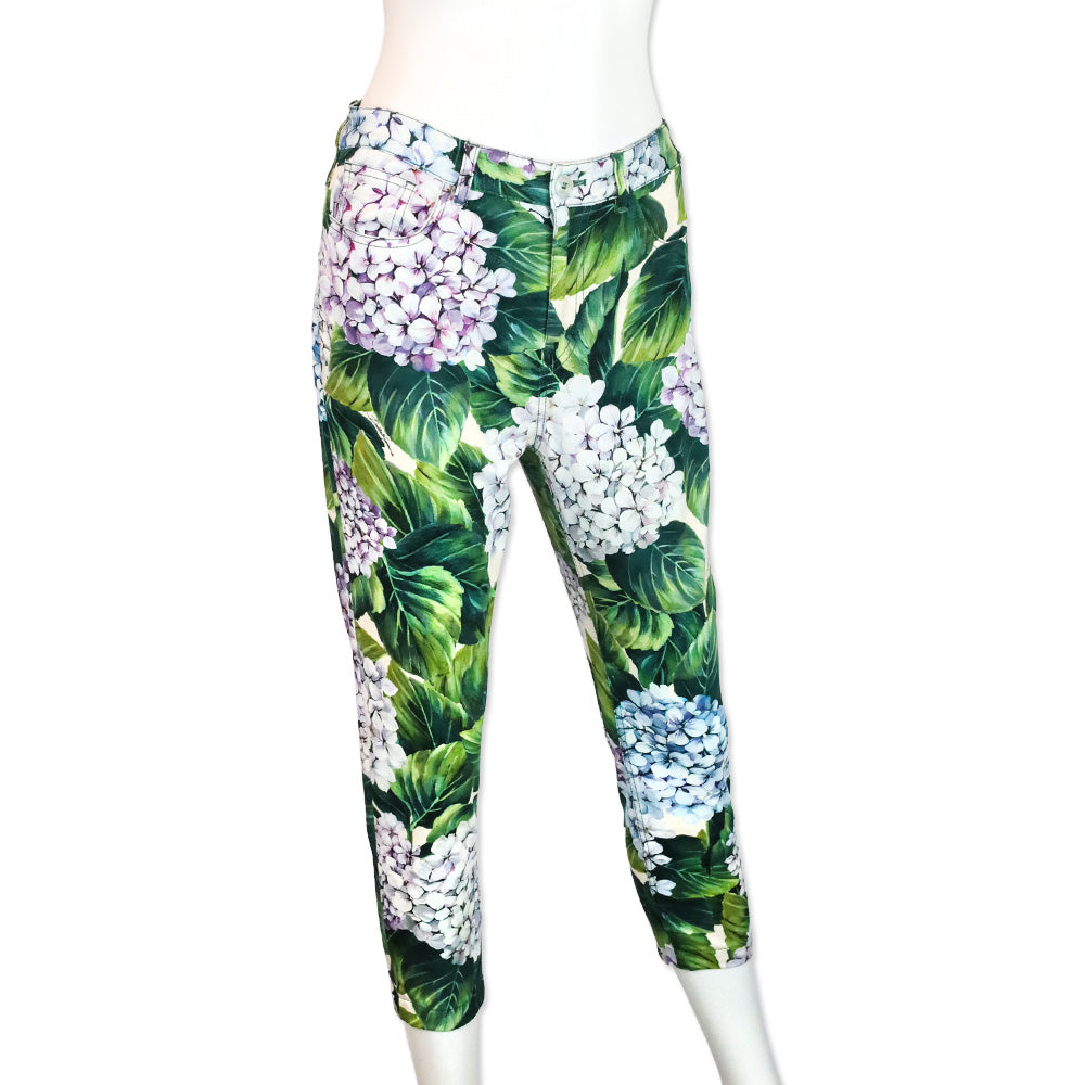 Dolce & Gabbana Hydrangea Print Straight Leg Pants