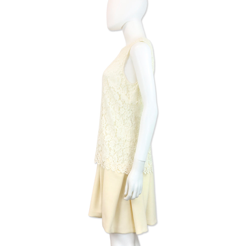 Dolce & Gabbana Ivory Floral Lace Sleeveless Dress