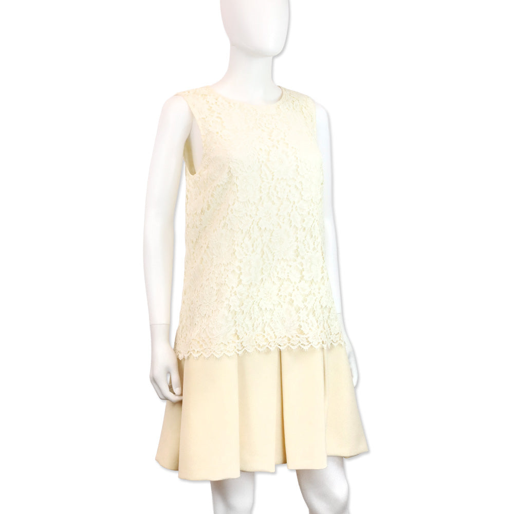 Dolce & Gabbana Ivory Floral Lace Sleeveless Dress