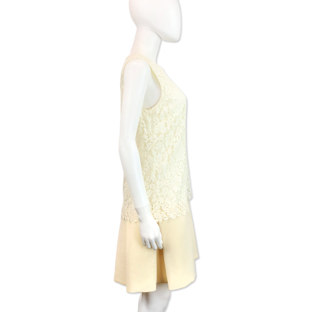 Dolce & Gabbana Ivory Floral Lace Sleeveless Dress
