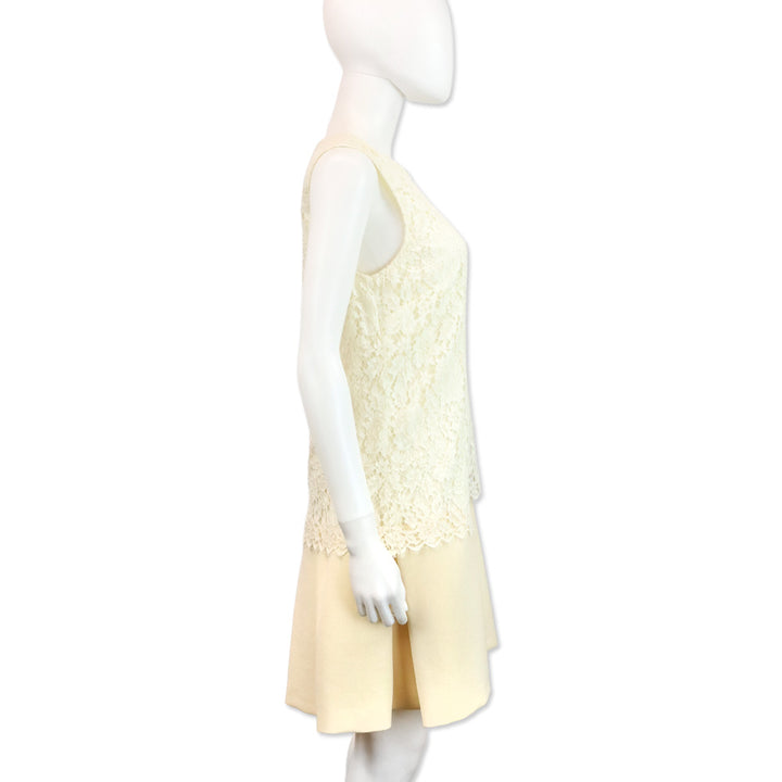 Dolce & Gabbana Ivory Floral Lace Sleeveless Dress