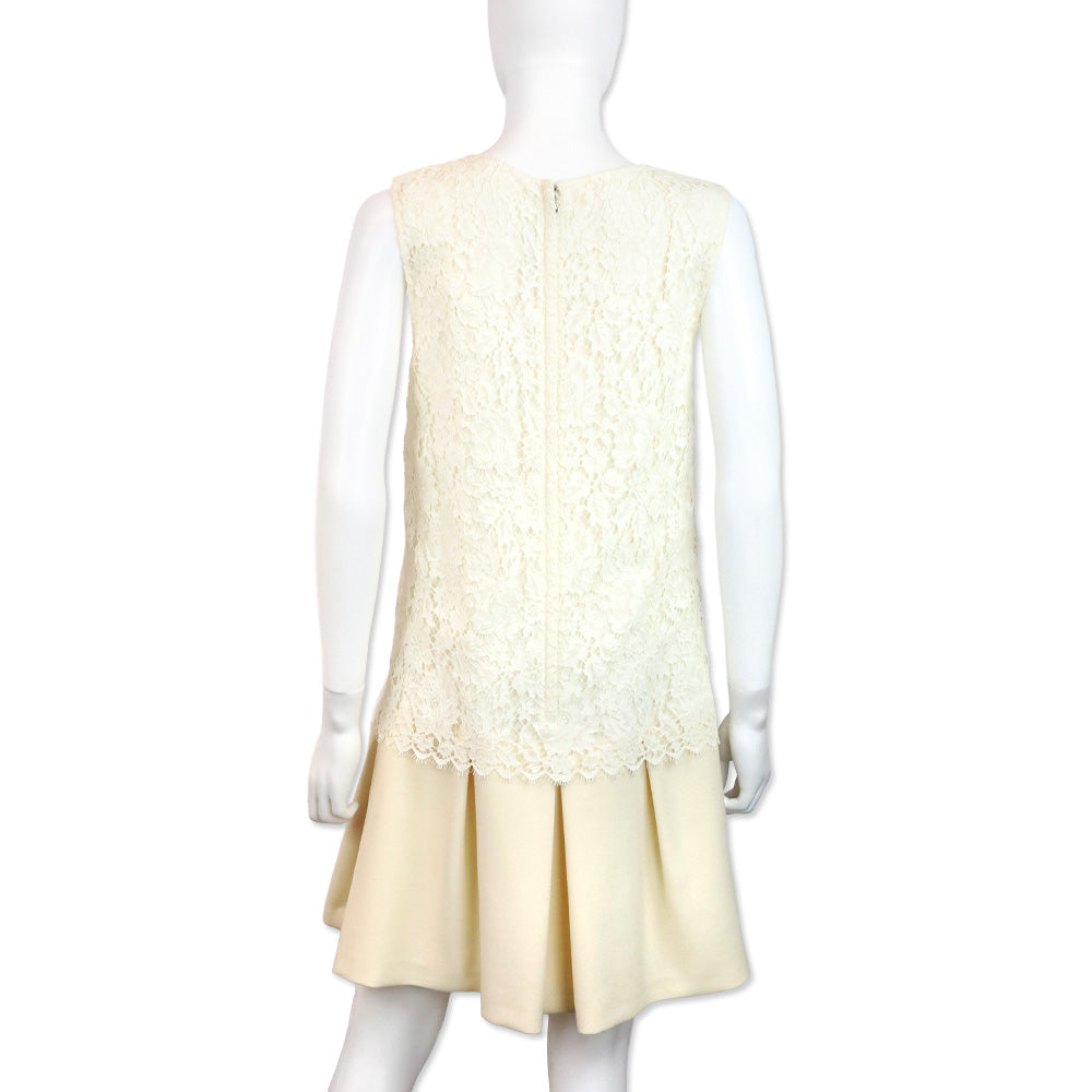 Dolce & Gabbana Ivory Floral Lace Sleeveless Dress