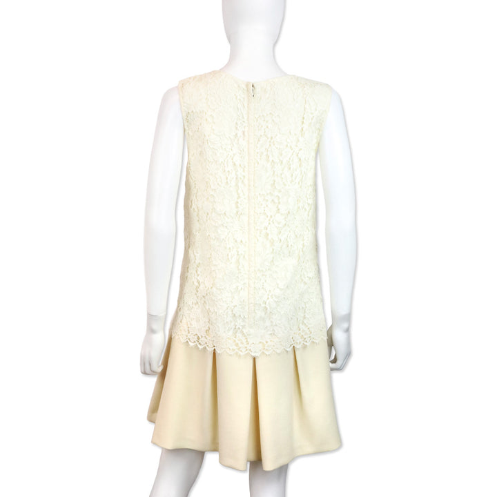 Dolce & Gabbana Ivory Floral Lace Sleeveless Dress