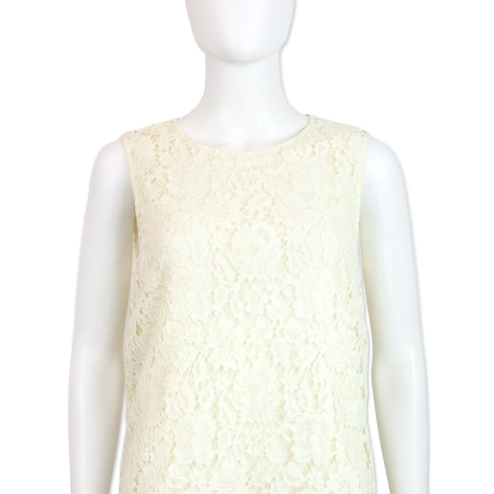 Dolce & Gabbana Ivory Floral Lace Sleeveless Dress