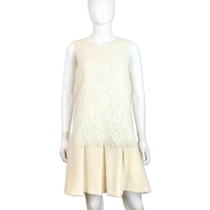 Dolce & Gabbana Ivory Floral Lace Sleeveless Dress