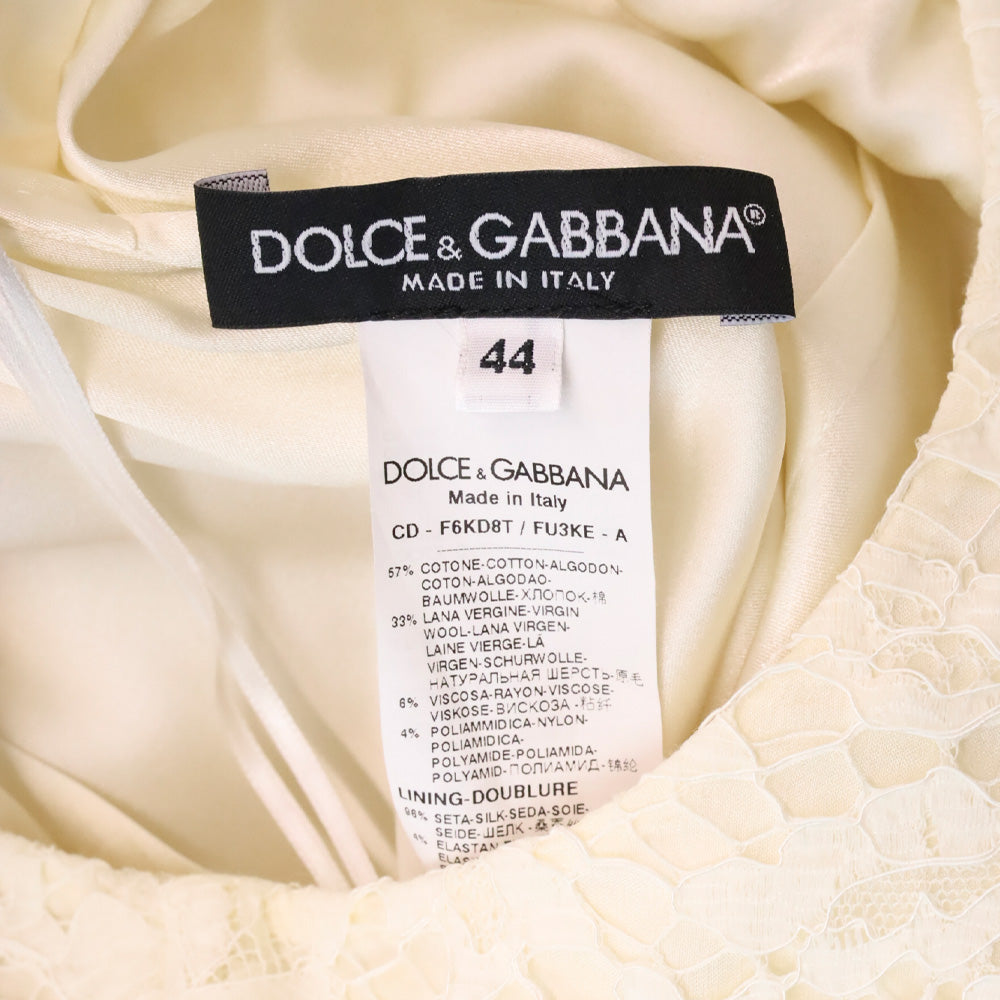 Dolce & Gabbana Ivory Floral Lace Sleeveless Dress