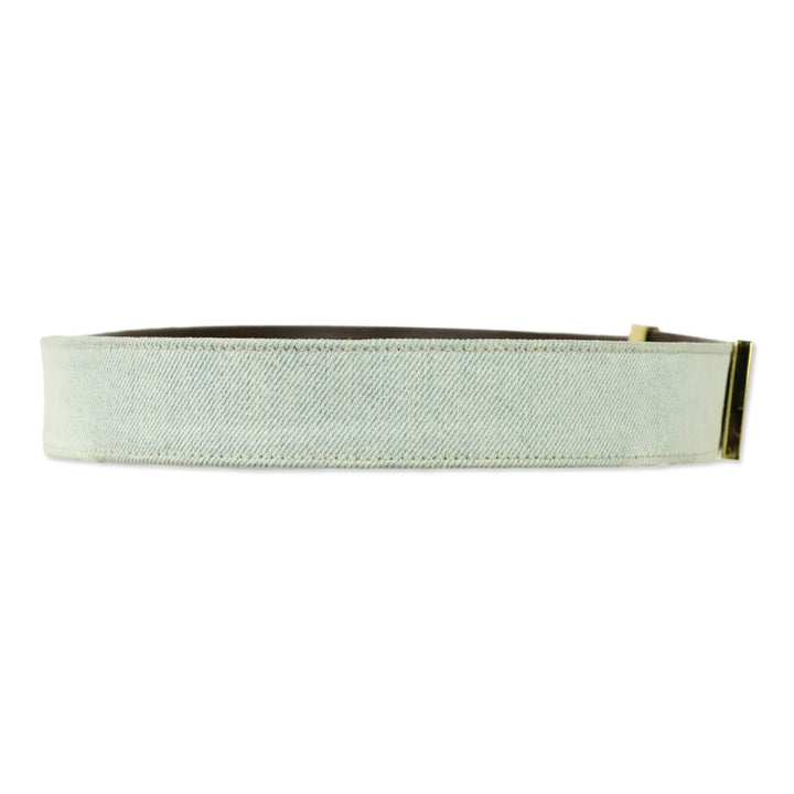 Dolce & Gabbana Light Wash Denim Crystal Logo Belt