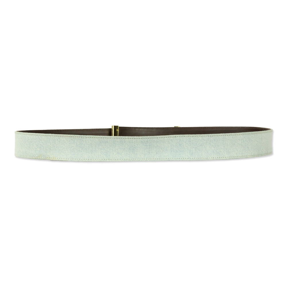 Dolce & Gabbana Light Wash Denim Crystal Logo Belt