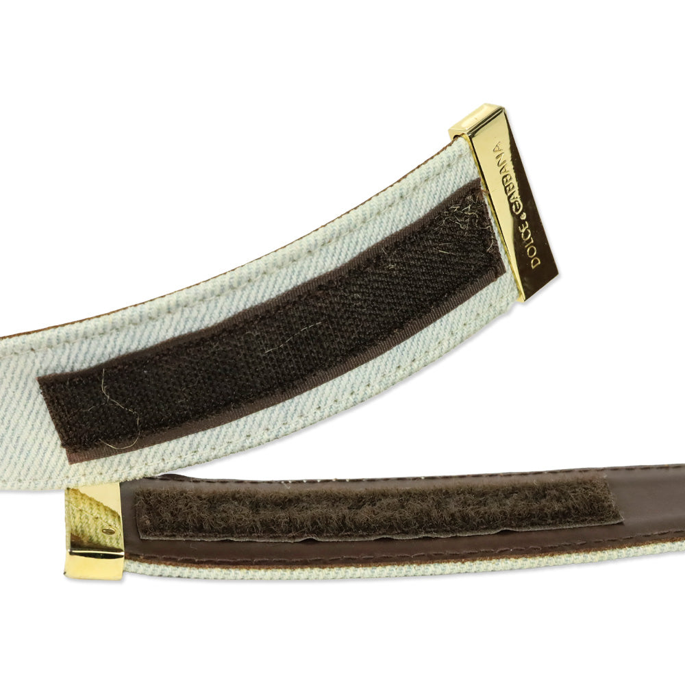 Dolce & Gabbana Light Wash Denim Crystal Logo Belt